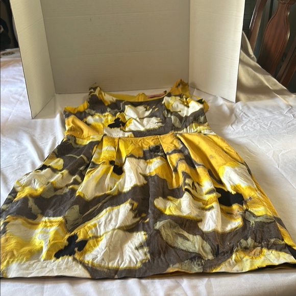 Eliza J Yellow and Brown Midi Dress - Picture 1 of 6